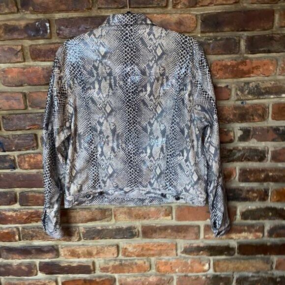 Amanda Smith Faux Snakeskin Button Down Motorocycle Jacket Women's Size 10 - Picture 7 of 8